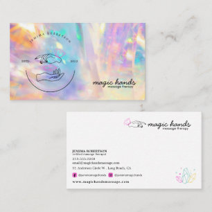 Holographic Crystal Massage Therapist Esoteric Business Card