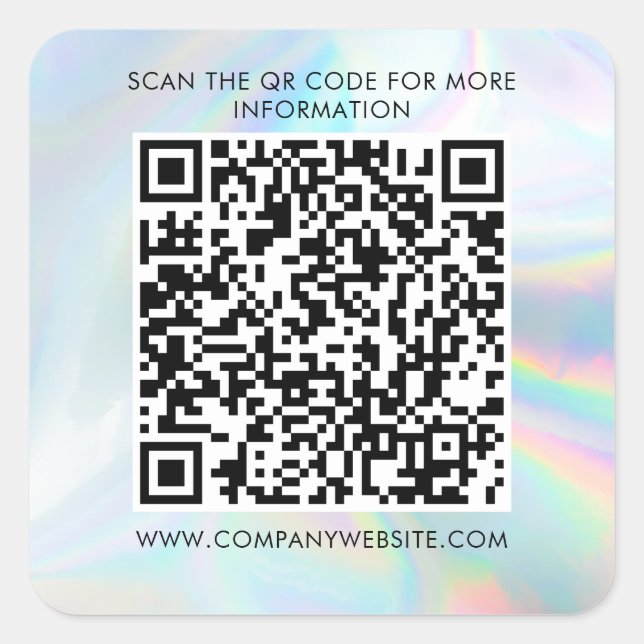 Holographic Custom Business QR Code Marketing Square Sticker (Front)