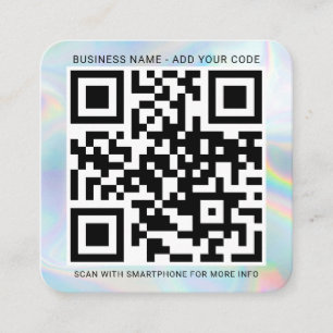 Holographic Custom Logo and QR Code DIY Square Business Card
