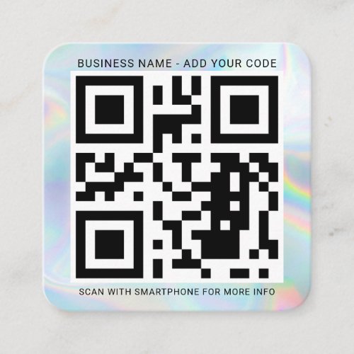 Holographic Custom Logo and QR Code DIY Square Business Card