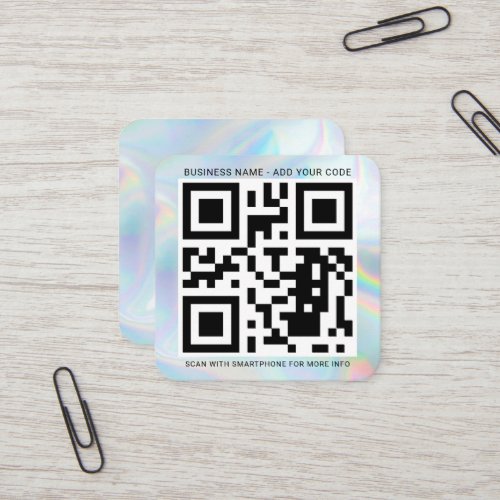 Holographic Custom Logo and QR Code DIY Square Business Card