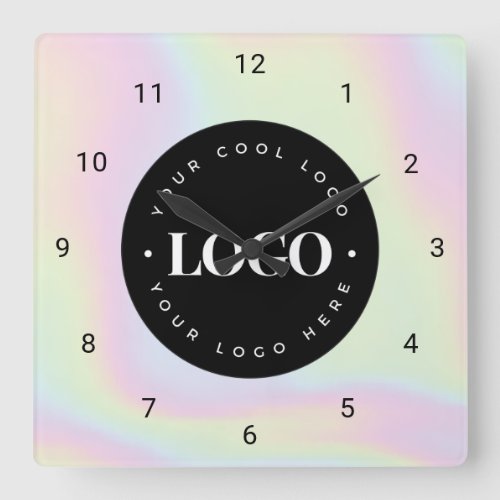 Holographic Custom Logo Business Company Office Square Wall Clock