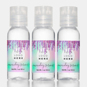 Holographic Custom Logo Promotional Pink Glitter Hand Sanitizer