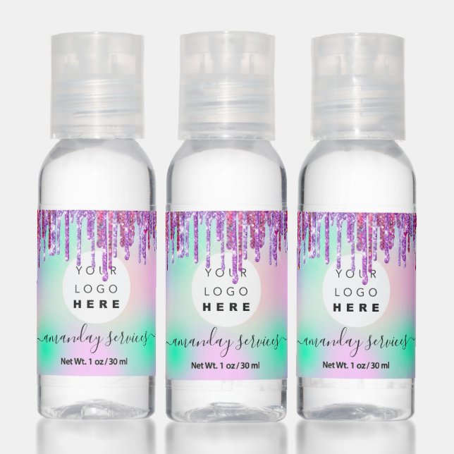 Holographic Custom Logo Promotional Pink Glitter Hand Sanitizer (Set)