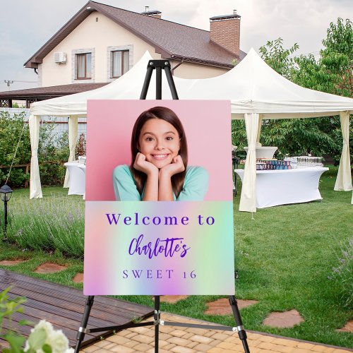 Holographic custom photo Sweet 16 party welcome Foam Board