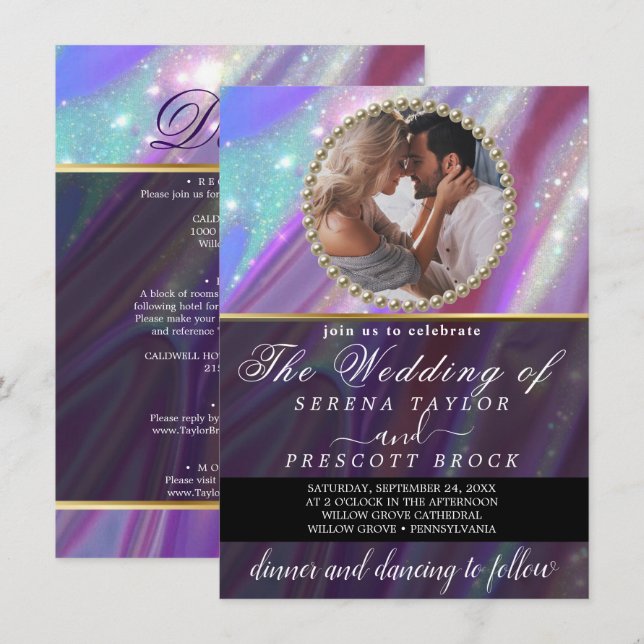 Holographic Custom Photo Wedding Invitation (Front/Back)