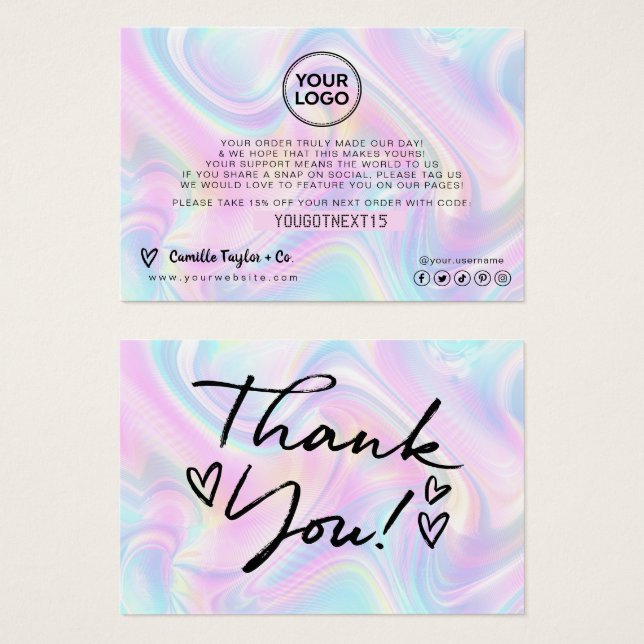 Holographic Customer Thank You - Add Your Logo (Front & Back)