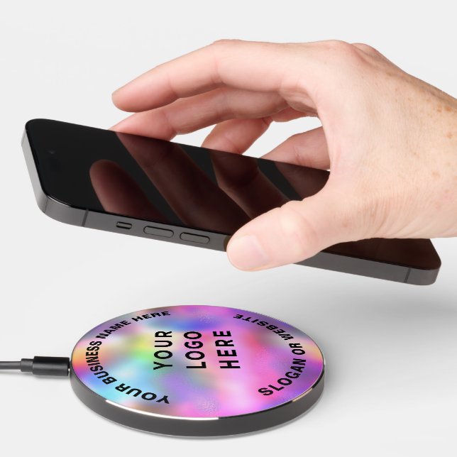 Holographic Cute Business Logo Rainbow Wireless Charger (Hand)