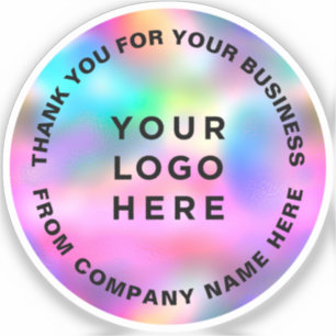 Holographic Cute Thank You Business Logo Vinyl Sticker