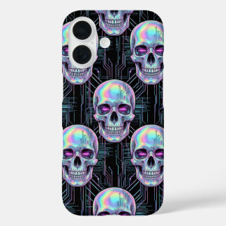 Holographic Cyber Skull Circuit Pattern Phone Case