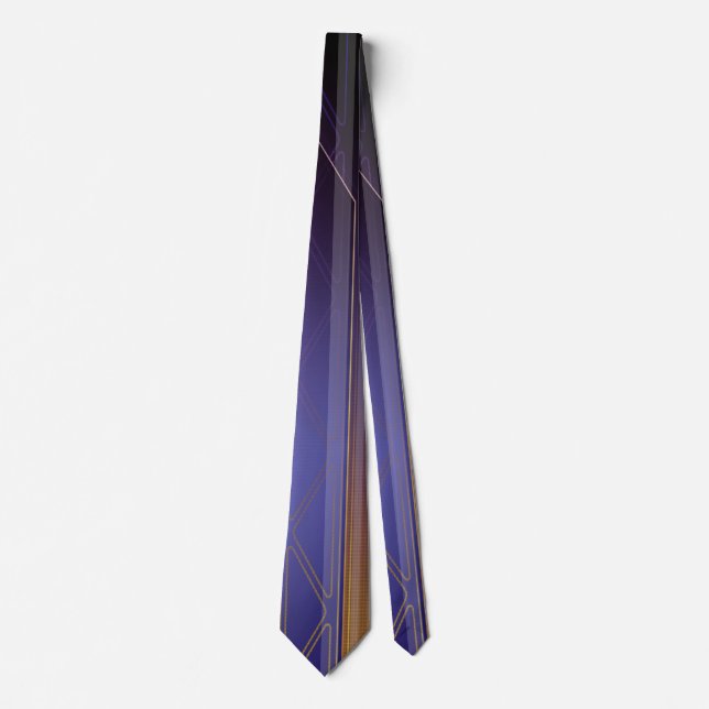 Holographic Dark Intel Purple Sci-Fi Panel Neck Tie (Front)