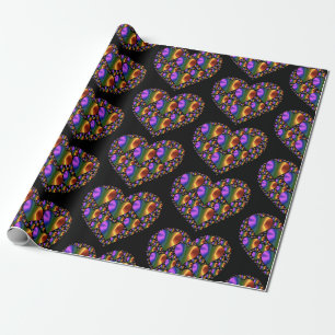 holographic design heart pattern  wrapping paper