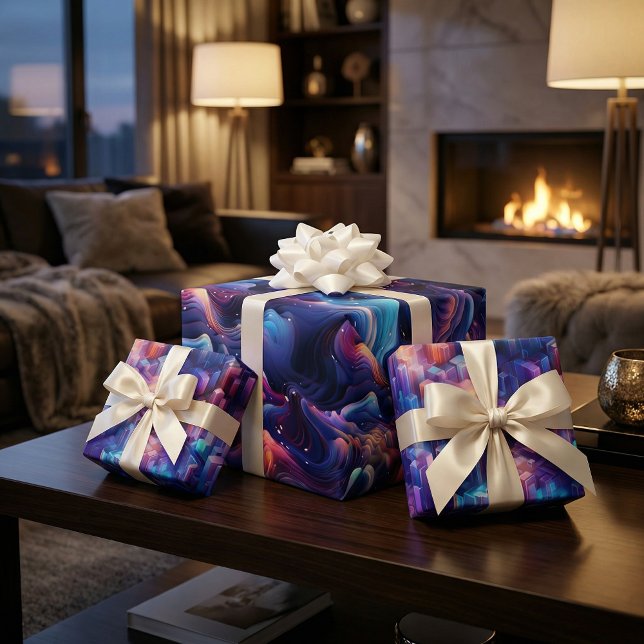 Holographic Dreamscape: 3D Iridescent Design Wrapping Paper Sheets (Creator Uploaded)