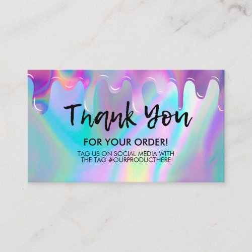 Holographic Drip Salon Thank You Business Card