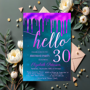 Holographic Drips 30th Birthday Party Invitation