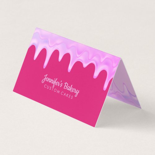 Holographic Drips Cake Bakery Makeup Girly Business Card