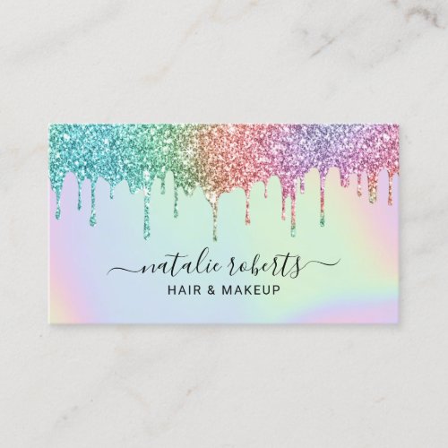 Holographic Drips Makeup Artist  Hair Stylist Business Card