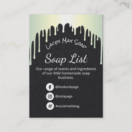 Holographic Drips Soap Fragrance Ingredients Business Card