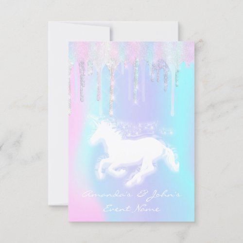 Holographic Drips Unicorn Party Sweet 16th Mermaid Invitation