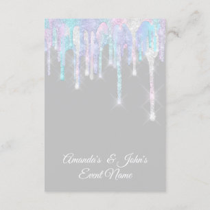 Holographic Drips Unicorn Pink Gray Sweet 16th Invitation