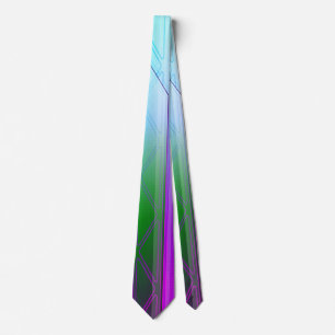 Holographic Elysium Paradise Green Sci-Fi Panel Neck Tie