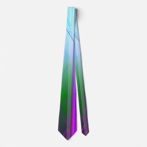 Holographic Elysium Paradise Green Sci_Fi Panel Neck Tie