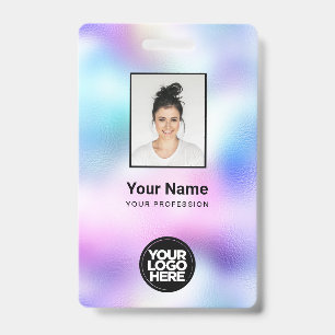 Holographic Employee Photo, Bar Code, Logo, Name Badge