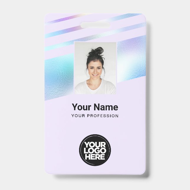 Holographic Employee Photo, Bar Code, Logo, Name Badge (Front)