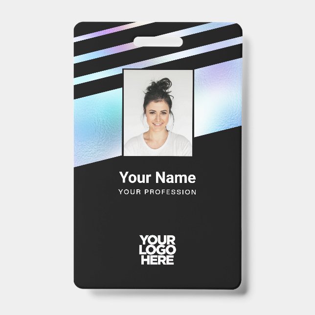 Holographic Employee Photo, Bar Code, Logo, Name Badge (Front)