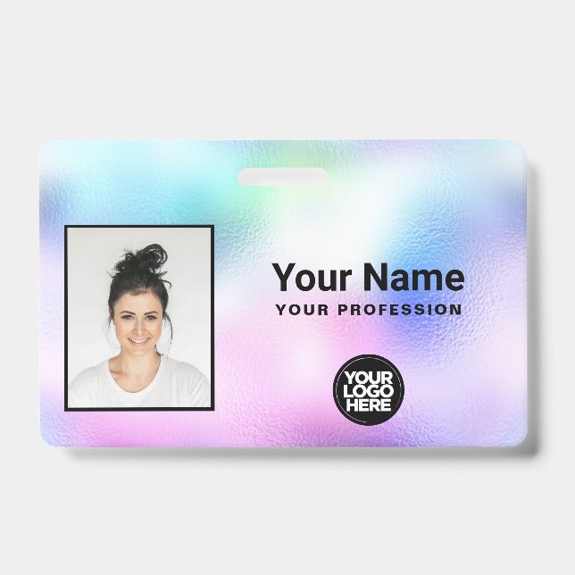 Holographic Employee Photo, Bar Code, Logo, Name Badge (Front)