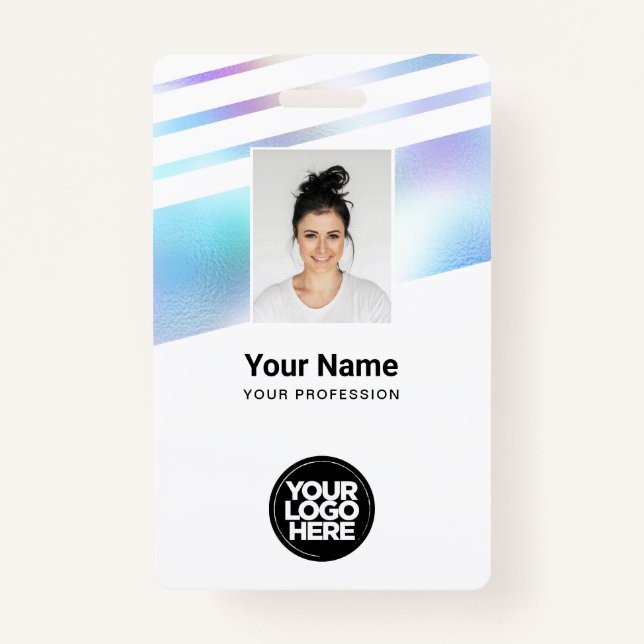 Holographic Employee Photo, Bar Code, Logo, Name Badge (Front)