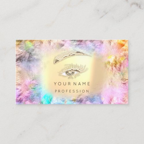 Holographic Eyelash Brow Makeup Logo Gold QR Code  Business Card