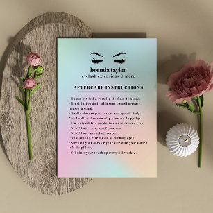 Holographic Eyelash Browbar Aftercare Instructions Business Card