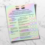 Holographic Eyelash Extensions Liability Waiver Flyer<br><div class="desc">Eyelash Extension Liability Waiver & Release Form Holographic Flyers.</div>