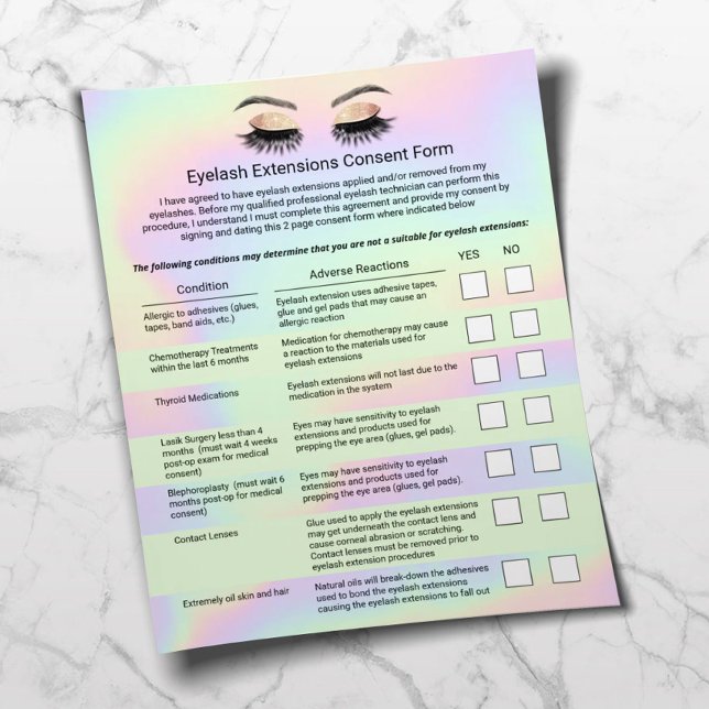 Holographic Eyelash Extensions Liability Waiver Flyer (Creator Uploaded)