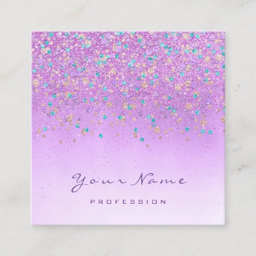 Holographic Eyelash Makeup Purple Confetti Glitter Square Business Card