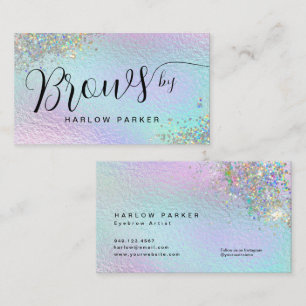 Holographic Faux Foil Sparkly Glitter Eyebrows Business Card