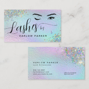 Holographic Faux Foil Sparkly Glitter Lashes Business Card