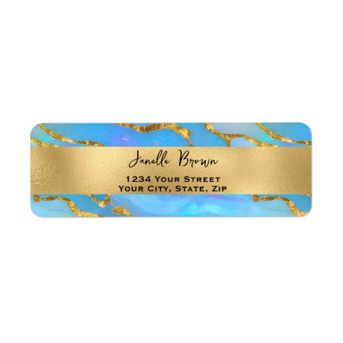 Holographic Faux Opal Stone Return Address Label