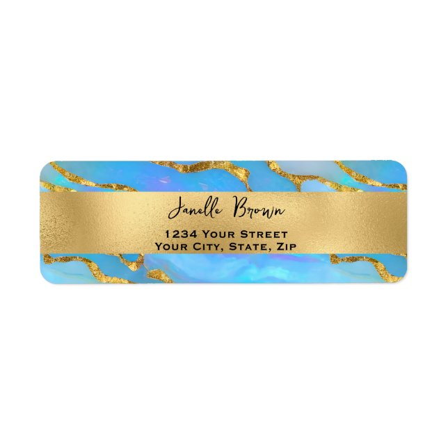 Holographic Faux Opal Stone Return Address Label (Front)