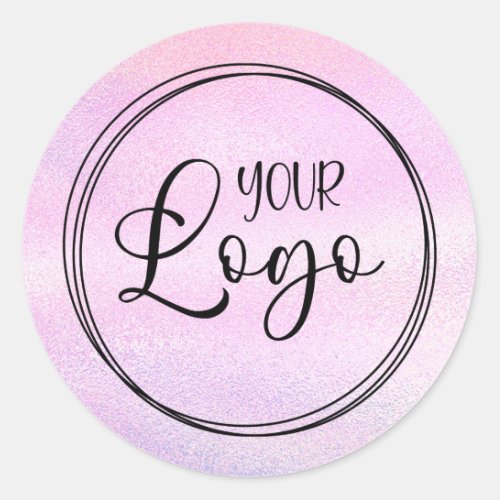 Holographic Faux Pink Foil Logo Classic Round Sticker