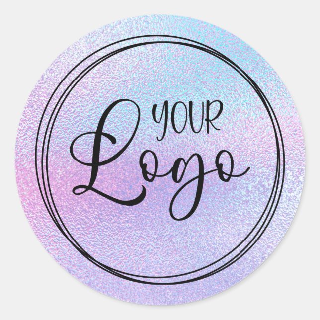 Holographic Faux Purple Foil Logo Classic Round Sticker (Front)