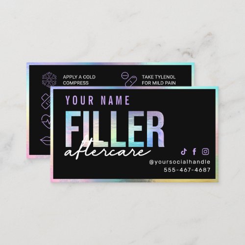 Holographic Filler Aftercare Card