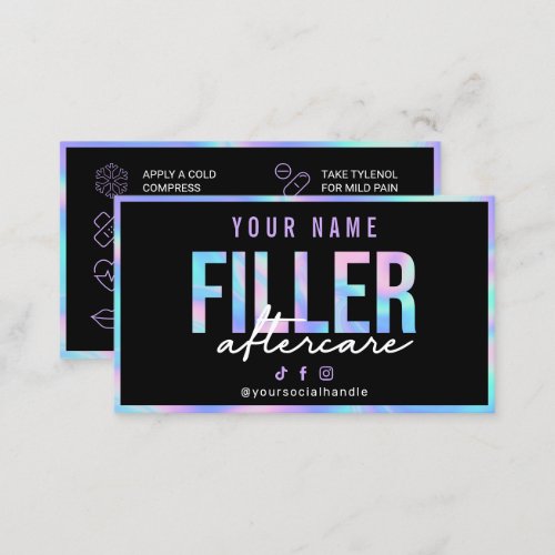 Holographic Filler Aftercare Card