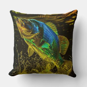 Holographic fish  throw pillow