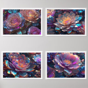 Holographic flowers Print Set