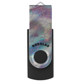 Holographic Foil Background Pattern Monogram Flash Drive