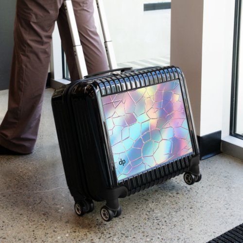 Holographic Foil Background Pattern Monogram Luggage
