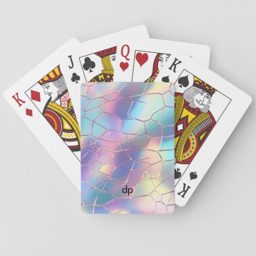 Holographic Foil Background Pattern Monogram Playing Cards