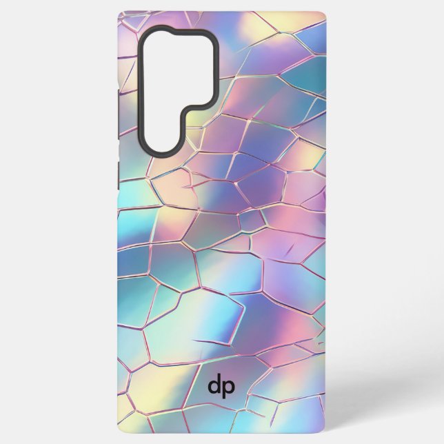 Holographic Foil Background Pattern Monogram Samsung Galaxy Case (Back)